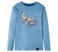 Kinder-Langarmshirt Dinosaurier Pullover Sweatshirt T-Shirt Mittelblau 104