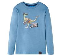 Kinder-Langarmshirt Dinosaurier Pullover Sweatshirt T-Shirt Mittelblau 104