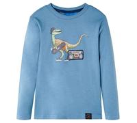Kinder-Langarmshirt Dinosaurier Pullover Sweatshirt T-Shirt Mittelblau 116