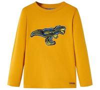 Kinder-Langarmshirt Dinosaurier Rundhals Pullover Sweatshirt T-Shirt Ocker 128