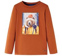 Kinder-Langarmshirt mit Bären Pullover Sweatshirt T-Shirt Dunkelorange 128