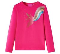 Kinder-Langarmshirt Einhorn-Aufdruck Pullover Sweatshirt T-Shirt Knallrosa 116