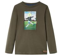 Kinder Langarmshirt Fußballspieler Langarm T-Shirt Jungen Kindershirt Khaki 116