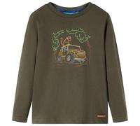 Kinder Langarmshirt Geländewagen Langarm T-Shirt Jungen Kindershirt Khaki 128