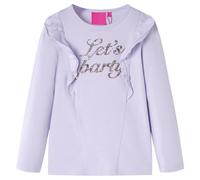 Kinder-Langarmshirt Glitzer-Aufdruck Pullover Sweatshirt T-Shirt Helllila 140
