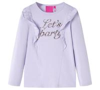 Kinder-Langarmshirt Glitzer-Aufdruck Pullover Sweatshirt T-Shirt Helllila 140