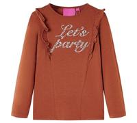 Kinder-Langarmshirt Glitzer-Beschriftung Pullover Sweatshirt T-Shirt Cognac 128