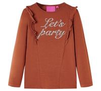 Kinder-Langarmshirt Glitzer-Beschriftung Pullover Sweatshirt T-Shirt Cognac 140