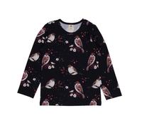 Kinder Langarmshirt GOTS-zertifiziert aus Bio-Baumwolle dunkelblau mit Spatzen-Motiv „Little Sparrows“ - Walkiddy Dark Blue 104