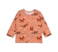Kinder Langarmshirt GOTS-zertifiziert aus Bio-Baumwolle terrakotta mit Eichhörnchen-Muster - Walkiddy Braun 74