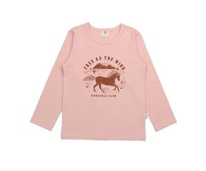 Kinder Langarmshirt GOTS zertifiziert, Bio-Baumwolle, rosa, „Wind’s Path“, Hirschmotiv, weich - Walkiddy Rosa 92
