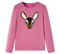 vidaXL Kinder-Langarmshirt Hirsch aus Pailletten Pullover Sweatshirt Himbeerrosa 92