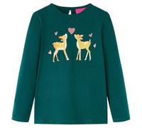 Kinder Langarmshirt Hirschen Langarm T-Shirt Jungen Kindershirt Dunkelgrün 104
