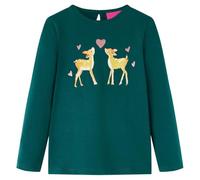 Kinder Langarmshirt Hirschen Langarm T-Shirt Jungen Kindershirt Dunkelgrün 92