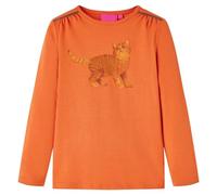Kinder Langarmshirt Katze Langarm T-Shirt Jungen Kindershirt Dunkelorange 92
