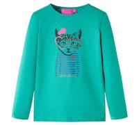 Kinder Langarmshirt Katzen Langarm T-Shirt Jungen Kindershirt Hellgrün 116