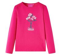 Kinder-Langarmshirt Blumen-Aufdruck Pullover Sweatshirt T-Shirt Knallrosa 116