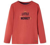 Kinder-Langarmshirt Dunkelrot mit Affen-Print - Größe 140 - 140 / Rot