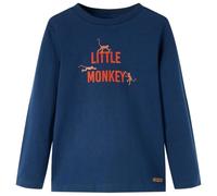 Kinder Langarmshirt Little Monkey Aufdruck Langarm T-Shirt Jungen Marineblau 104