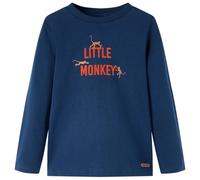 Kinder Langarmshirt Little Monkey Aufdruck Langarm T-Shirt Jungen Marineblau 140