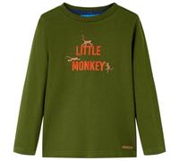 Kinder Langarmshirt Little Monkey Druck Langarm T-Shirt Jungen Dunkles Khaki 104