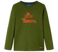 Kinder Langarmshirt Little Monkey Druck Langarm T-Shirt Jungen Dunkles Khaki 140