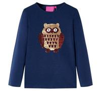 vidaXL Kinder-Langarmshirt mit Eule aus Pailletten Pullover Sweatshirt Marineblau 104