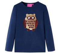 vidaXL Kinder-Langarmshirt mit Eule aus Pailletten Pullover Sweatshirt Marineblau 104