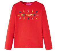 Kinder-Langarmshirt mit 3D-Beschriftung Pullover Sweatshirt T-Shirt Rot 128