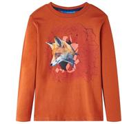 Kinder-Langarmshirt mit Fuchs-Aufdruck Pullover Sweatshirt T-Shirt Rostbraun 92