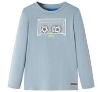 Kinder-Langarmshirt mit Fußballtor Pullover Sweatshirt T-Shirt Hellblau 128