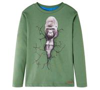 Kinder-Langarmshirt Helles Khaki mit Gorilla-Print - Größe 92 - 92 / Grün
