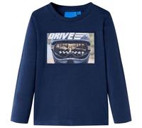 Kinder-Langarmshirt Marineblau Melange 116 - Bequem & mit coolem Helm-Print - 116 / Blau