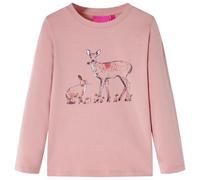 Kinder-Langarmshirt mit Hirsch Kaninchen Pullover Sweatshirt T-Shirt Rosa 128