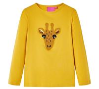 Kinder-Langarmshirt Dunkles Ocker 116 - mit Giraffenmotiv - 116 / Gelb