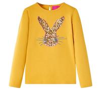 Kinder-Langarmshirt mit Kaninchen-Aufdruck Pullover Sweatshirt T-Shirt Ocker 104