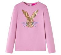 Kinder-Langarmshirt mit Kaninchen Pullover Sweatshirt T-Shirt Dunkelrosa 116