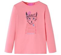 Kinder-Langarmshirt mit Katzen-Aufdruck Pullover Sweatshirt T-Shirt Rosa 104