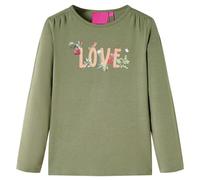 Kinder-Langarmshirt mit Love-Aufdruck Pullover Sweatshirt T-Shirt Khaki 104