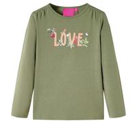 Kinder-Langarmshirt mit Love-Aufdruck Pullover Sweatshirt T-Shirt Khaki 92