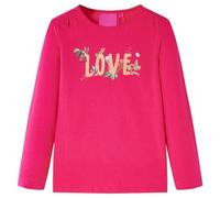 Kinder-Langarmshirt mit Love-Aufdruck Pullover Sweatshirt T-Shirt Knallrosa 128