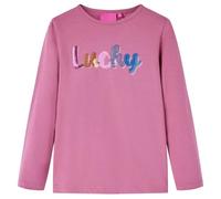 Kinder Langarmshirt mit Pailletten-Beschriftung Langarm T-Shirt Himbeerrosa 116