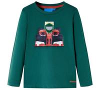 Kinder-Langarmshirt mit Rennwagen-Aufdruck Pullover Sweatshirt T-Shirt Grün 140