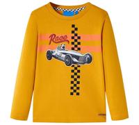 Kinder-Langarmshirt mit Rennwagen Hund Pullover Sweatshirt T-Shirt Ocker 128