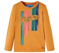 Kinder-Langarmshirt mit Rennwagen Pullover Sweatshirt T-Shirt Dunkles Ocker 140
