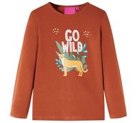 Kinder-Langarmshirt mit Tier-Aufdruck Pullover Sweatshirt T-Shirt Cognac 116