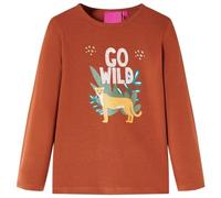 Kinder-Langarmshirt Cognac 140 - Weiches Shirt mit Tier-Print - 140 / Braun