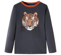 Kinder-Langarmshirt mit Tiger-Aufdruck Pullover Sweatshirt T-Shirt Anthrazit 92