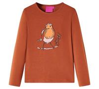 Kinder-Langarmshirt mit Vogel-Aufdruck Pullover Sweatshirt T-Shirt Cognac 104