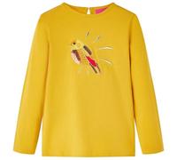 Kinder-Langarmshirt Dunkles Ocker 140 - Weiches Shirt mit Vogel-Print - 140 / Gelb
